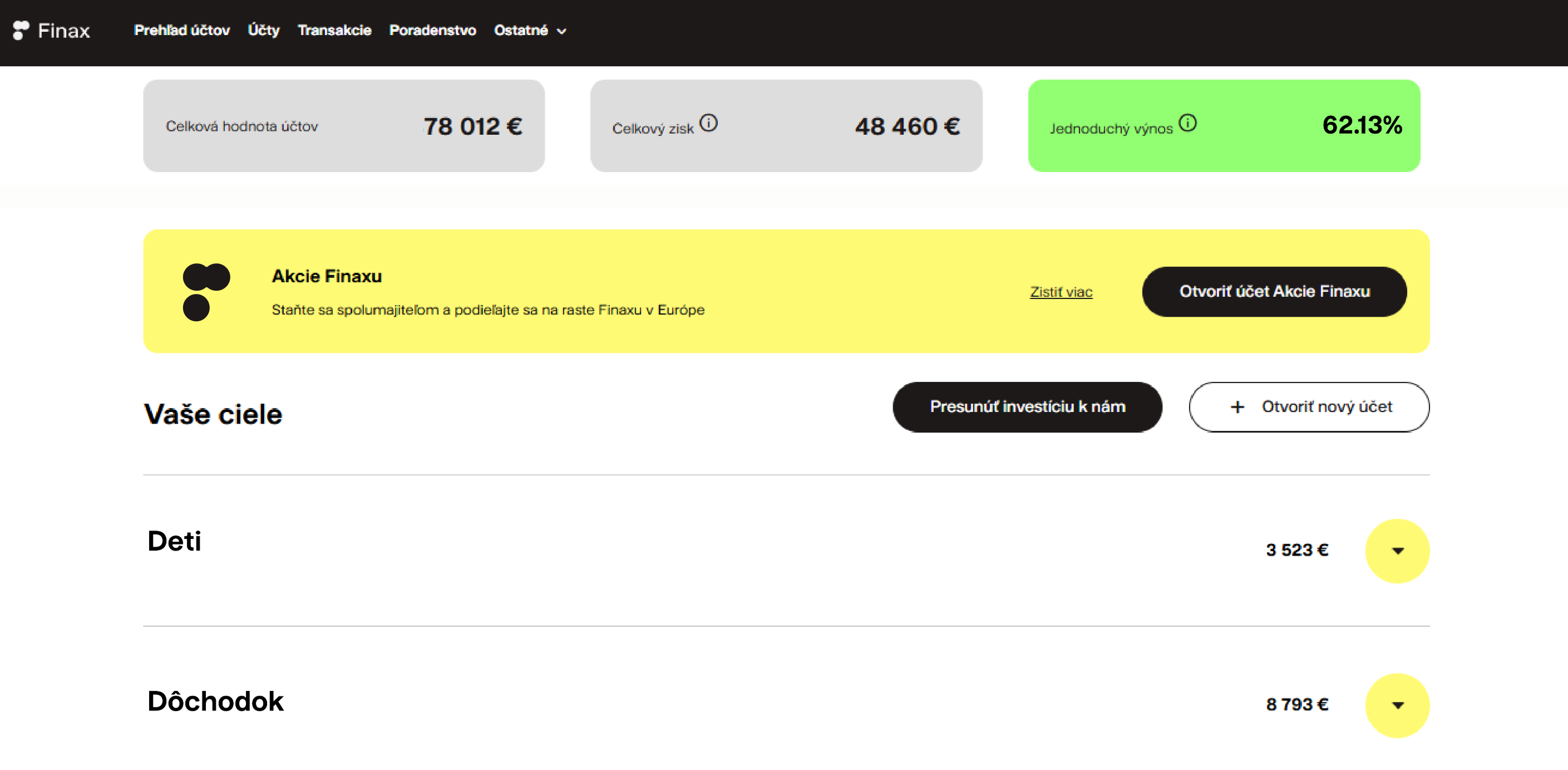 Otvorenie účtu Akcie Finaxu - web | Finax.sk