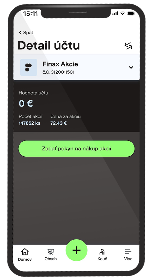 Detail účtu Akcie Finaxu | Finax.sk